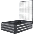 Galvanized Raised Garden Bed with Trellis for Climbing Plants, Outdoor Planter Box with Open Bottom, Dark Grey