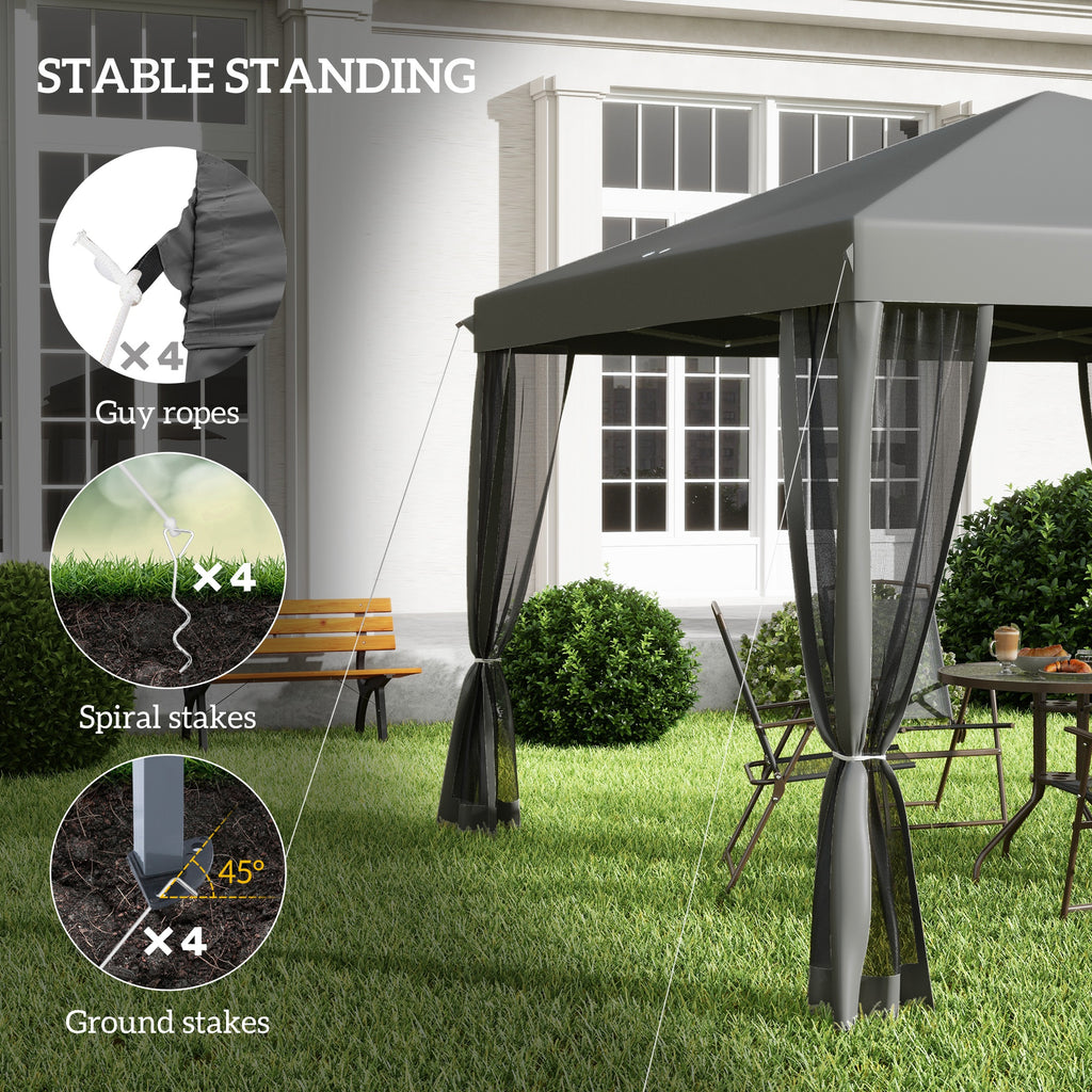 10' x 10' Pop Up Canopy Tent Gazebo, Foldable Canopy Tent with Zipper Mesh Sidewalls, Light Grey
