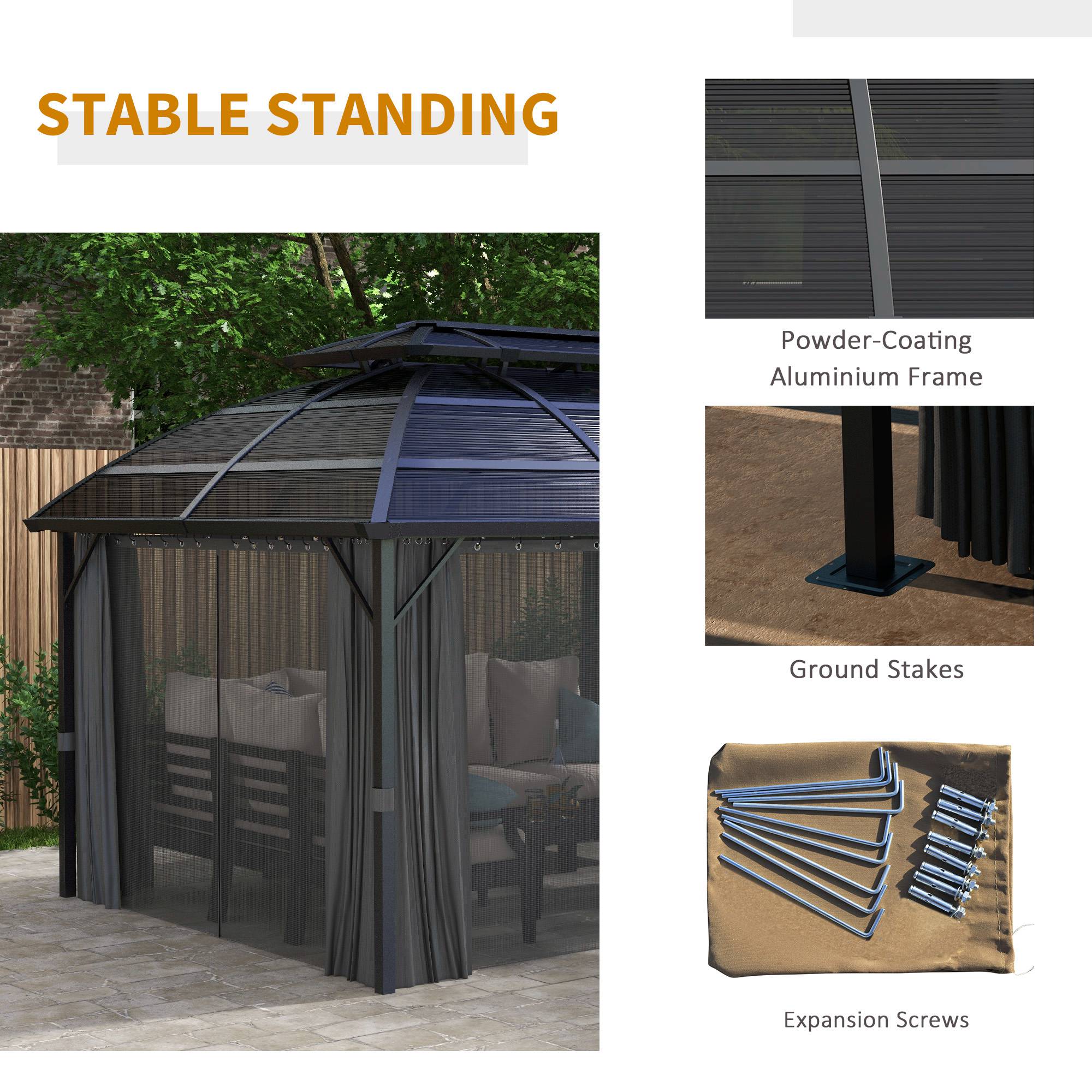 13' x 10' Patio Gazebo, Double Roof Outdoor Gazebo Canopy Shelter with Curtains and Aluminium Frame for Garden, Black