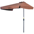 7.5ft Half Umbrella Semi Patio Parasol with Crank Handle, Top Vent for Garden, Balcony- NO BASE INCLUDED, Coffee