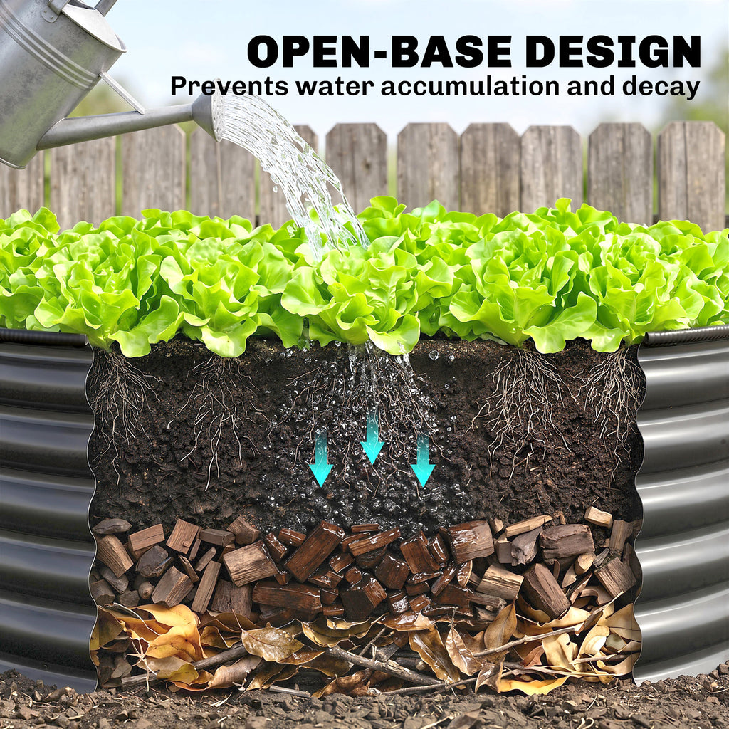 Galvanized Raised Flower Bed, 4 x 4 x 1.5 ft Outdoor Metal Raised Bed with Safety Edging and Gloves, Dark Grey