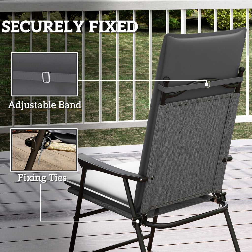 Outdoor Chair Cushions Set of 2 High Back Patio Seat Cushions UPF50+ Fade Resistant Yarn-Dyed Polyester, Dark Grey