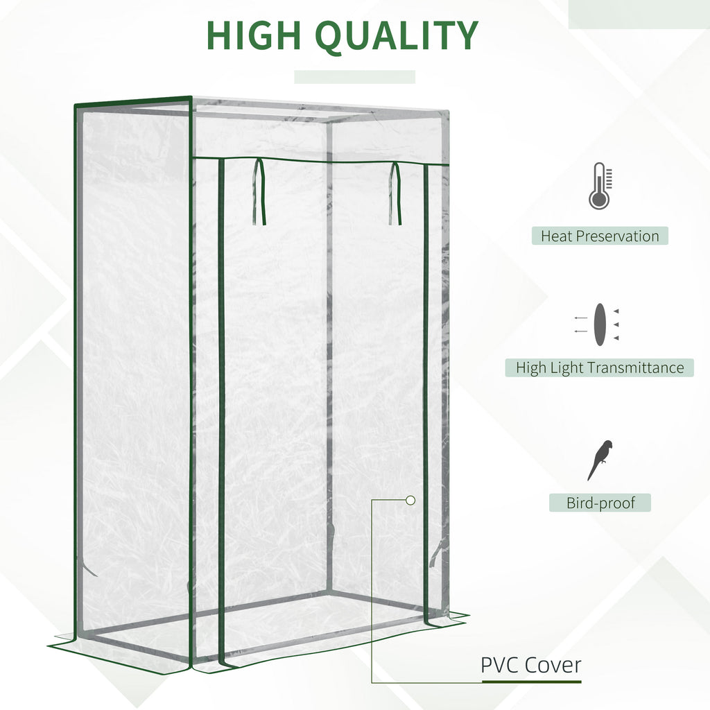 40"L x 20"W x 59"H Walk-in Garden Greenhouse with Steel Frame Outdoor Hot House Tomato Plant Warm House w/ Roll up Door, Plastic Cover, Clear