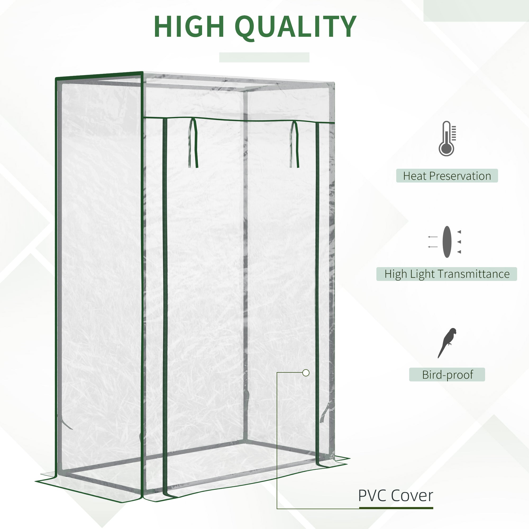 40"L x 20"W x 59"H Walk-in Garden Greenhouse with Steel Frame Outdoor Hot House Tomato Plant Warm House w/ Roll up Door, Plastic Cover, Clear