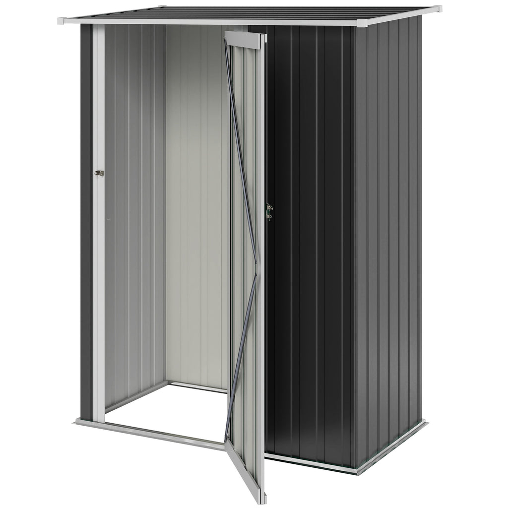 5 x 3ft Outdoor Storage Shed Metal Garden Shed Cabanon with Sloped Roof, Lockable Door for Tool, Grey
