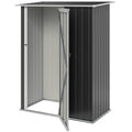 5 x 3ft Outdoor Storage Shed Metal Garden Shed Cabanon with Sloped Roof, Lockable Door for Tool, Grey
