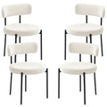 4 Pieces Kitchen Chairs, Modern Dining Chairs w/ Corduroy Upholstery and Steel Legs for Living Room, Beige
