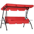 3-Seat Outdoor Patio Swing Chair, 2-in-1 Convertible Flat Bed, Canopy Swing Glider w/ Adjustable Shade, Removable Cushion and Pillows for Porch, Garden, Poolside