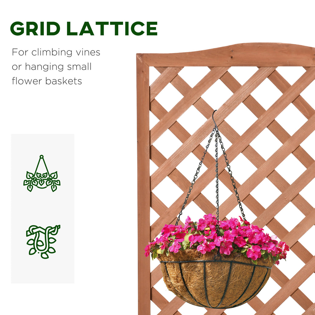 Wood Planter with Trellis for Vine Climbing, Raised Garden Bed to Grow Vegetables for Backyard, 28" x 11" x 46", Brown
