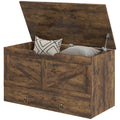 31.5 Inches Storage Chest, Storage Trunk with 2 Safety Hinges for Living Room, Rustic Brown