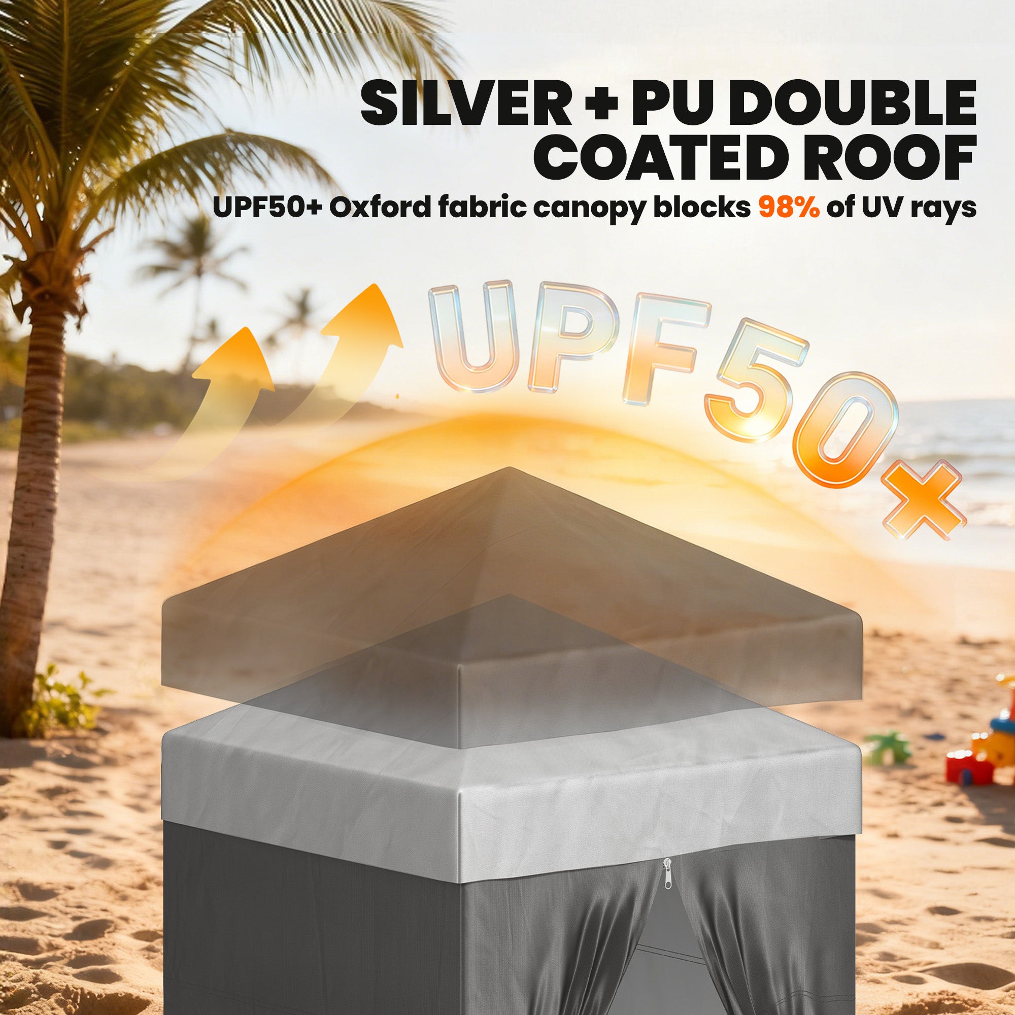 4 x 4 ft Compact Pop Up Canopy Tent, UPF 50+ Changing Room, Portable Instant Privacy Canopy with Mesh Window, Dark Grey