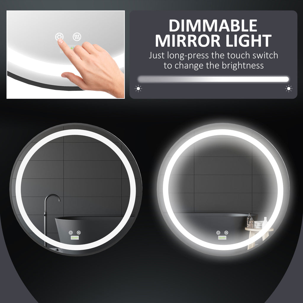 LED Bathroom Mirror for Vanity, Dimmable Lighted Anti Fog Wall Mirror with 3 Temperature Colors, Plug-in, 24 Inch