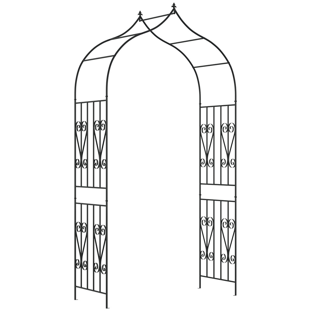 8.7FT Garden Arch Trellis, Outdoor Wedding Arbor for Ceremony with Scrollwork Design for Climbing Roses, Vines and Plants