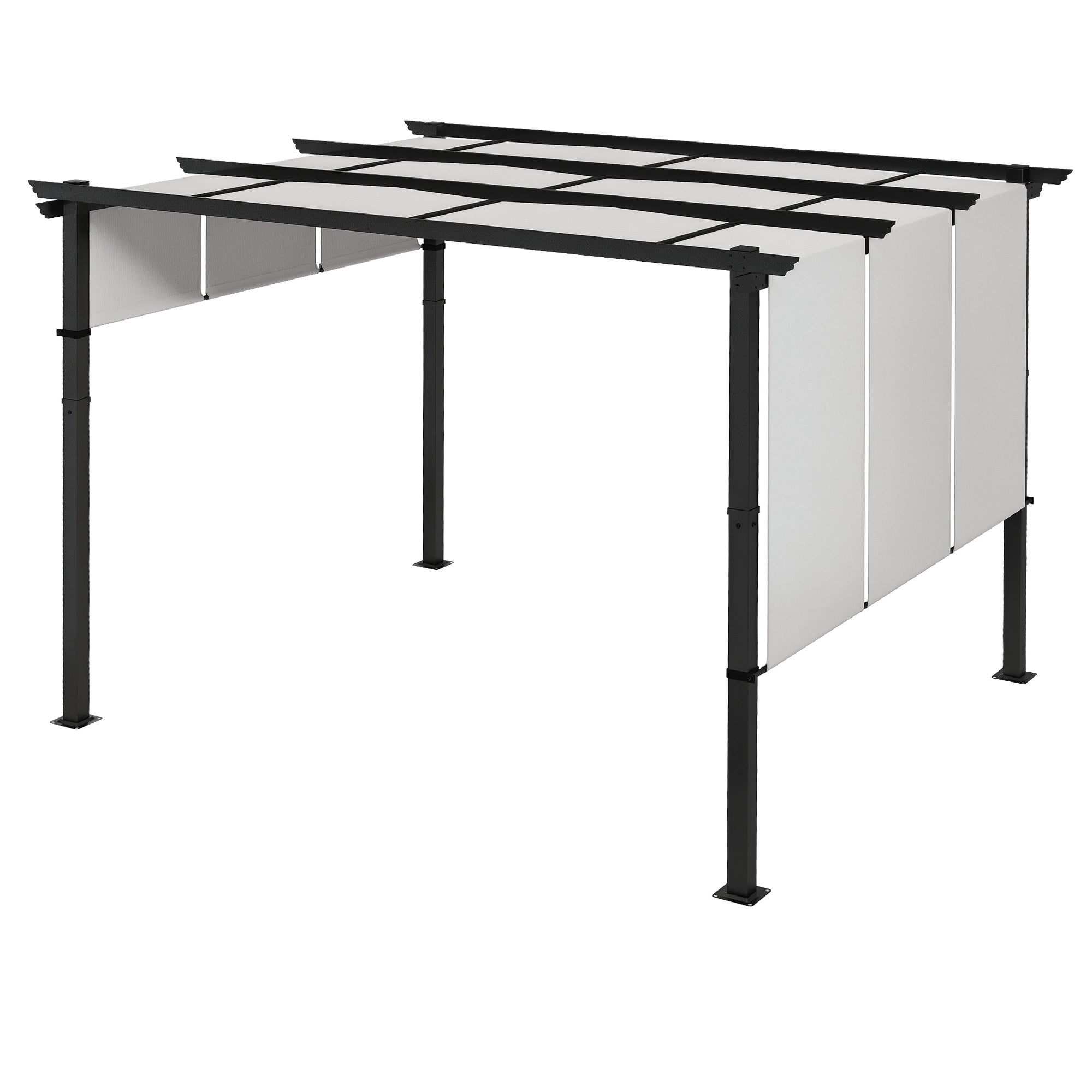 10' x 12' Metal Pergola, Outdoor Pergola with Retractable Canopy, for Garden, Patio, Backyard, Deck