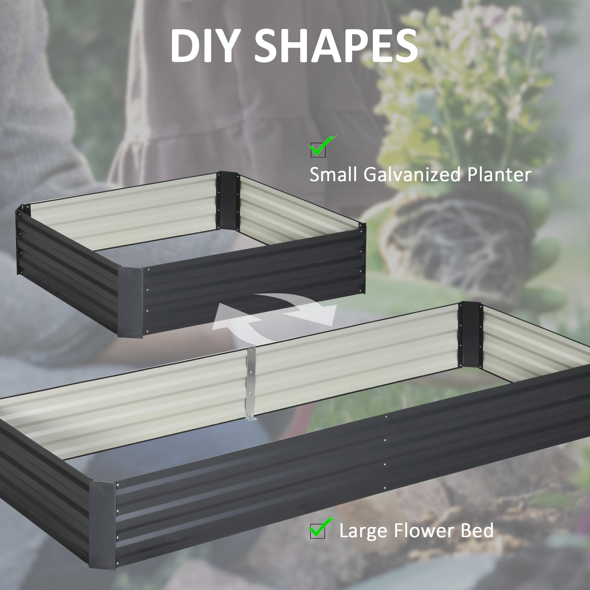 95" x 36" x 12" Galvanized Raised Garden Bed, Metal Elevated Planter Box for Growing Flowers, Herbs, Succulents, Grey