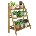Outdoor Plant Stand, Foldable 3-Tier Wooden Plant Shelf