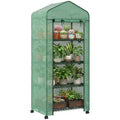 Portable Greenhouse, Outdoor Hot House Plant Flower Greenhouse with 4 Tier Shelves, PE Cover, Green