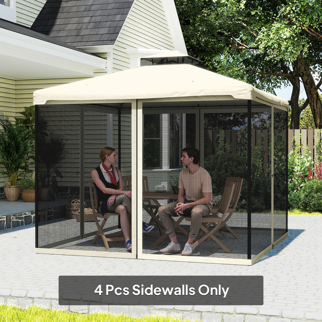 Replacement Mosquito Netting for Gazebo 10' x 10' Black Screen Walls for Canopy with Zippers for Parties and Outdoor Activities, Cream White