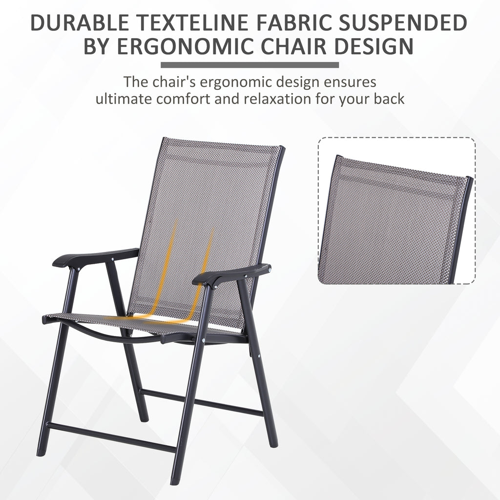 2-Piece Folding Dining Chair Set for Relaxing on Patio, Balcony, or Garden, Comfortable Outdoor Furniture with Armrests, Black