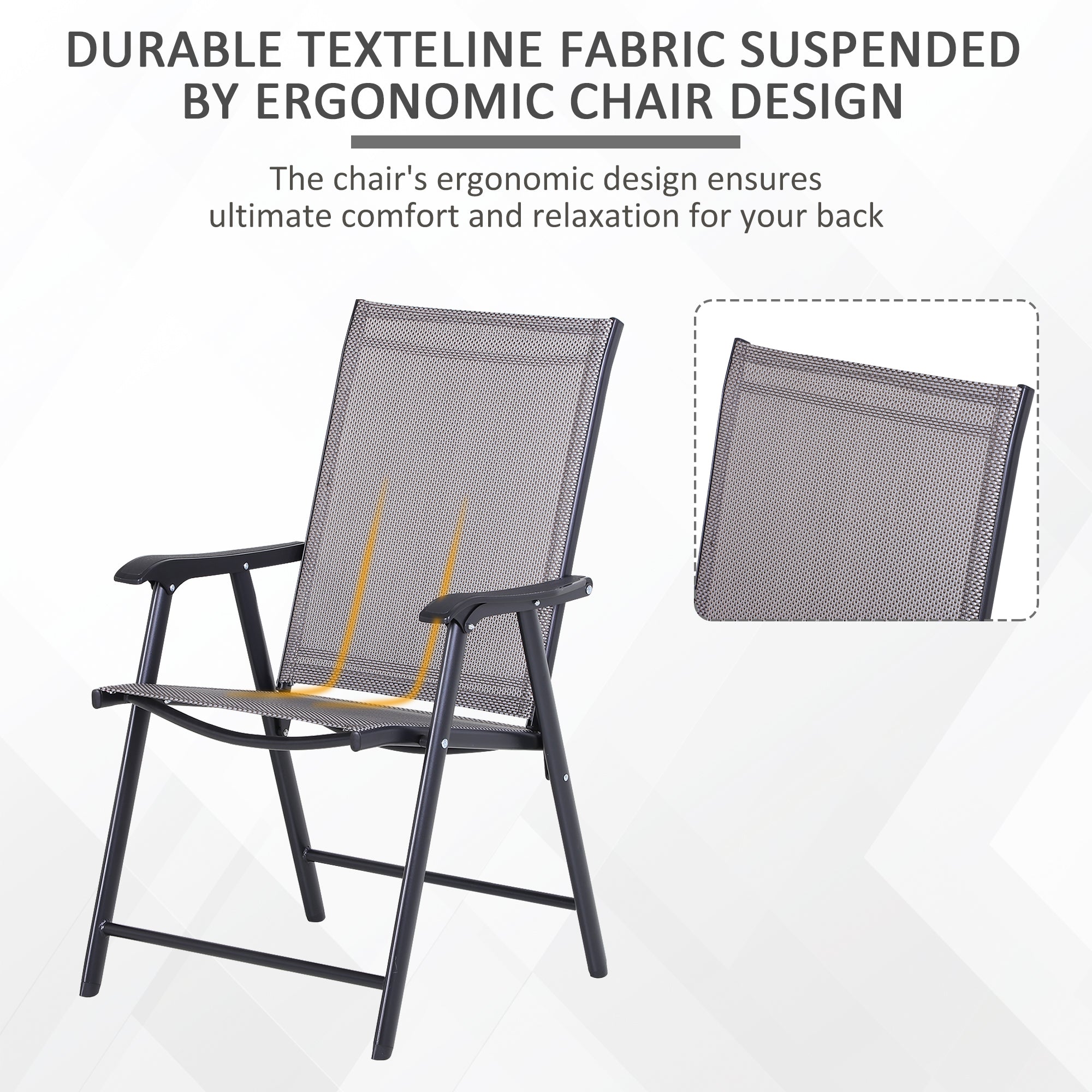 2-Piece Folding Dining Chair Set for Relaxing on Patio, Balcony, or Garden, Comfortable Outdoor Furniture with Armrests, Black