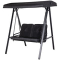 2-Seater Outdoor Porch Swing with Adjustable Canopy, Patio Swing Chair for Garden, Poolside, Backyard, Black