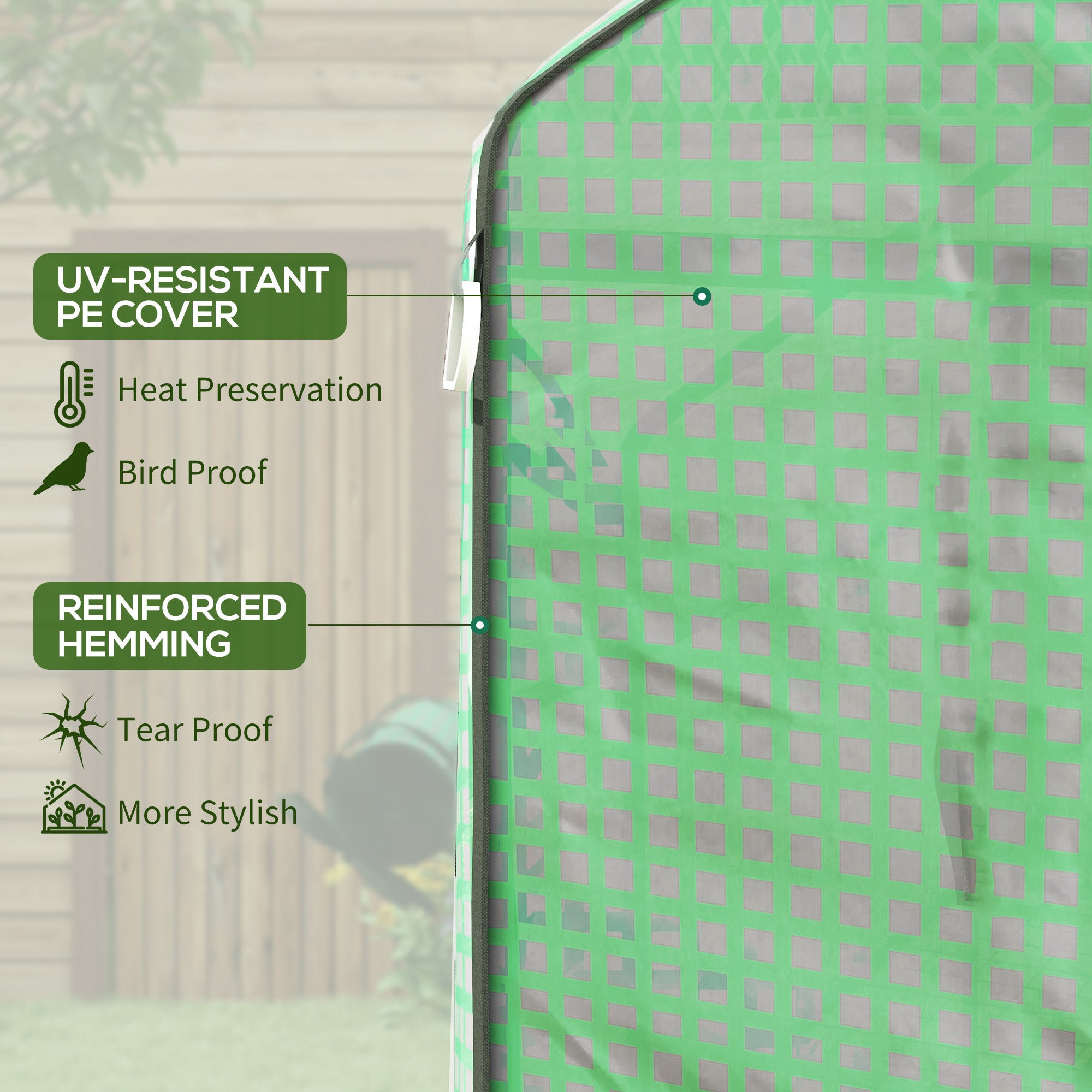 Walk-in Greenhouse with 3 Tier, Garden Plant Growhouse with Roll-up Door and Mesh Windows, 140 x 213 x 190 cm, Green
