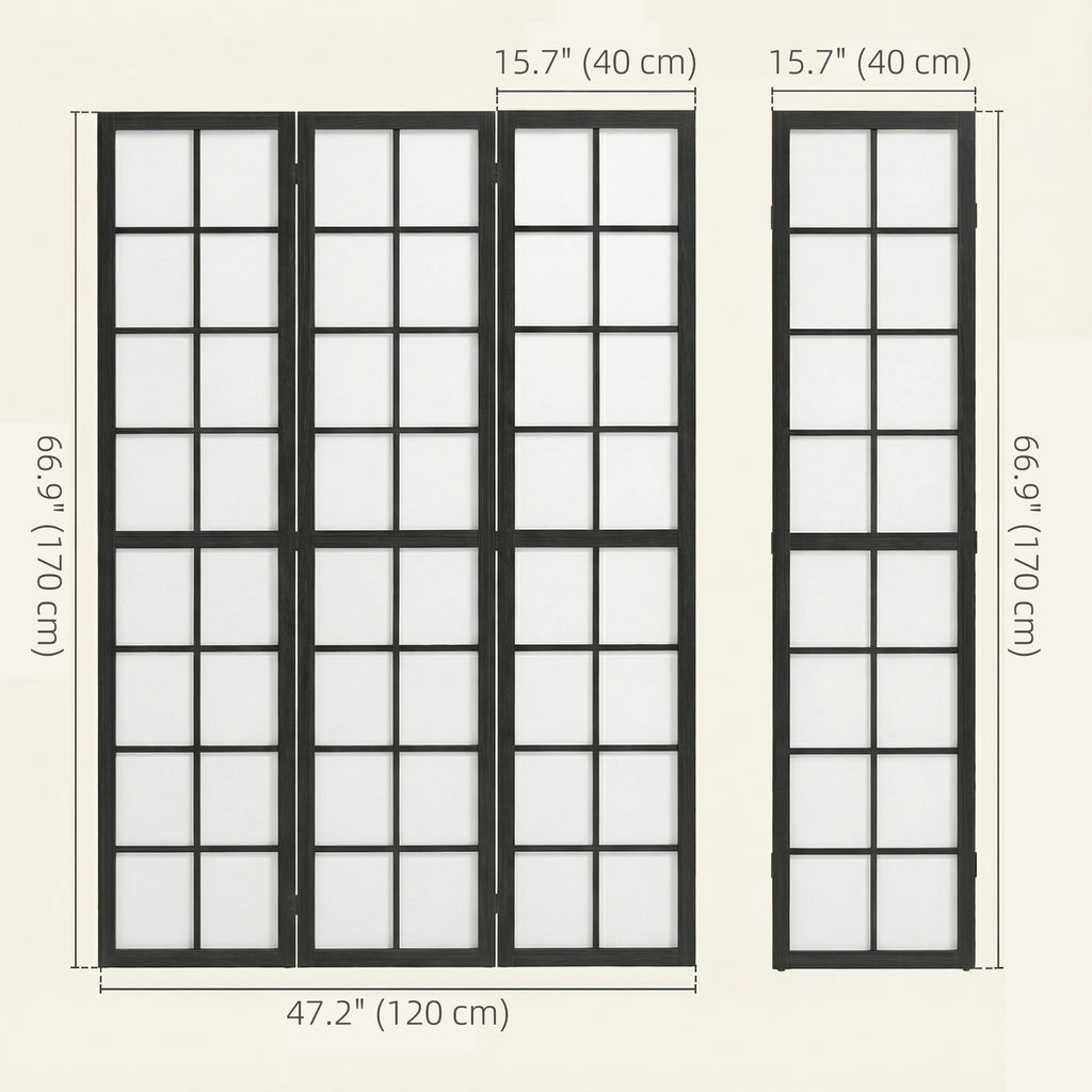 3 Panel Room Divider, 5.6 ft Folding Wall Divider Room Partition for Home Office, Bedroom, Black