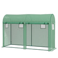 Outdoor Garden Greenhouse, Steel Greenhouse tent with 2 Doors and 4 Windows for Backyard, Patio, 9.8'x3.3'x6.6', Green