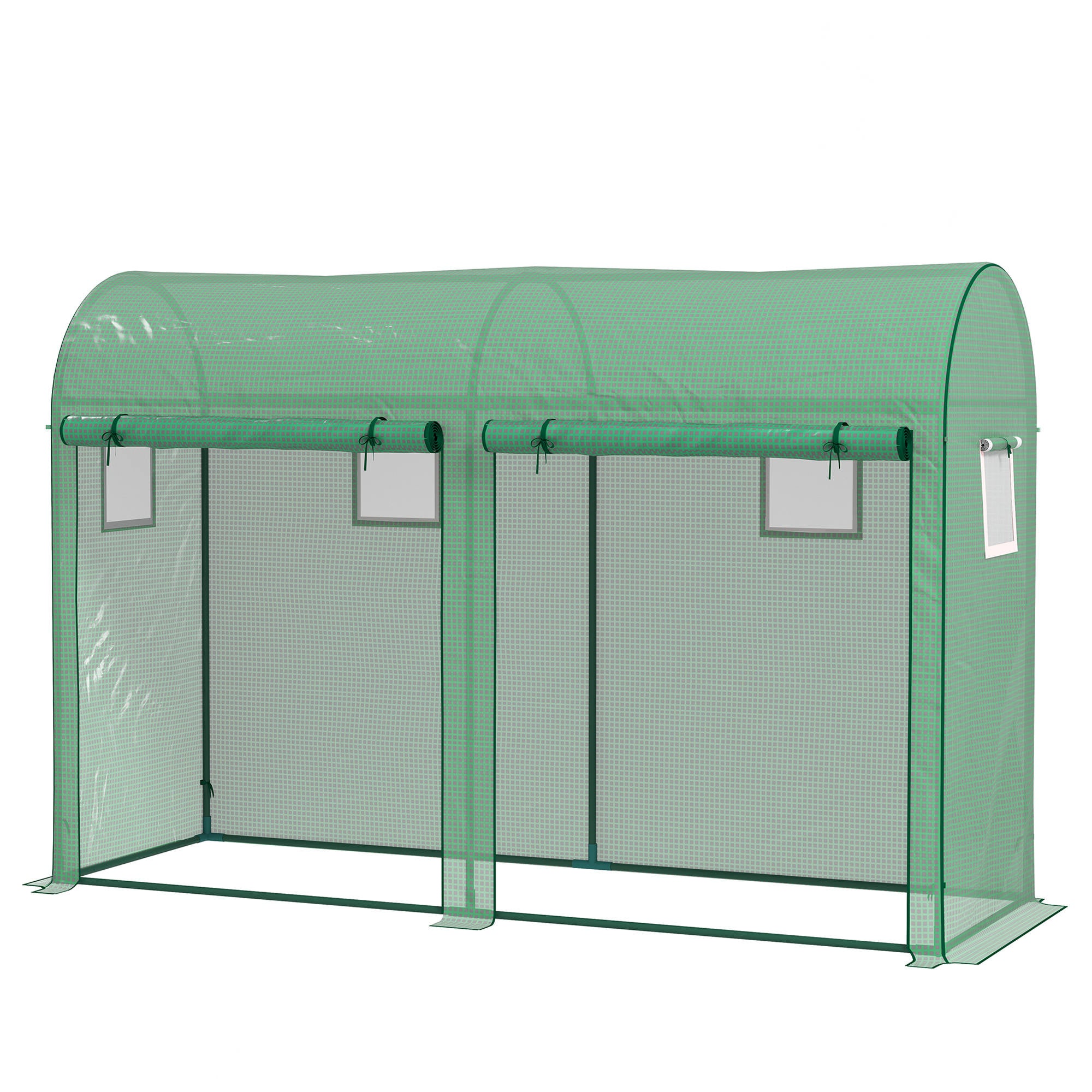 Outdoor Garden Greenhouse, Steel Greenhouse tent with 2 Doors and 4 Windows for Backyard, Patio, 9.8'x3.3'x6.6', Green