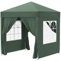 6.6'x6.6' Pop Up Canopy Tent with Sidewalls, Instant Sun Shelter Camping Gazebo with Carry Bag, Dark Green