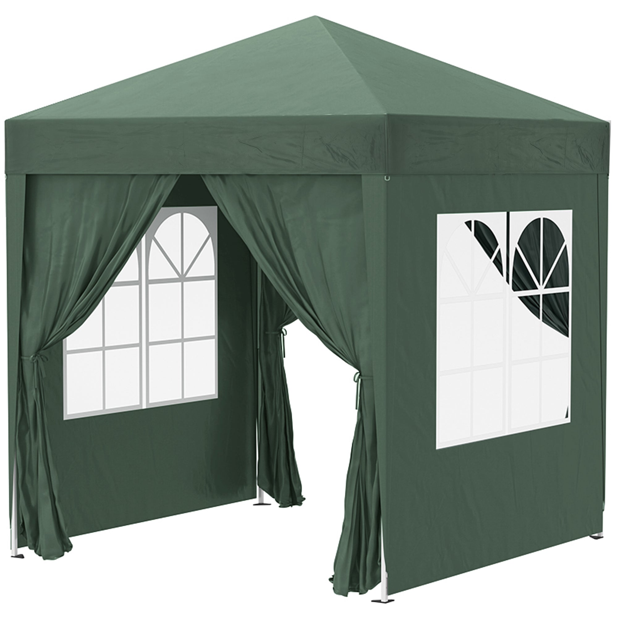 6.6'x6.6' Pop Up Canopy Tent with Sidewalls, Instant Sun Shelter Camping Gazebo with Carry Bag, Dark Green