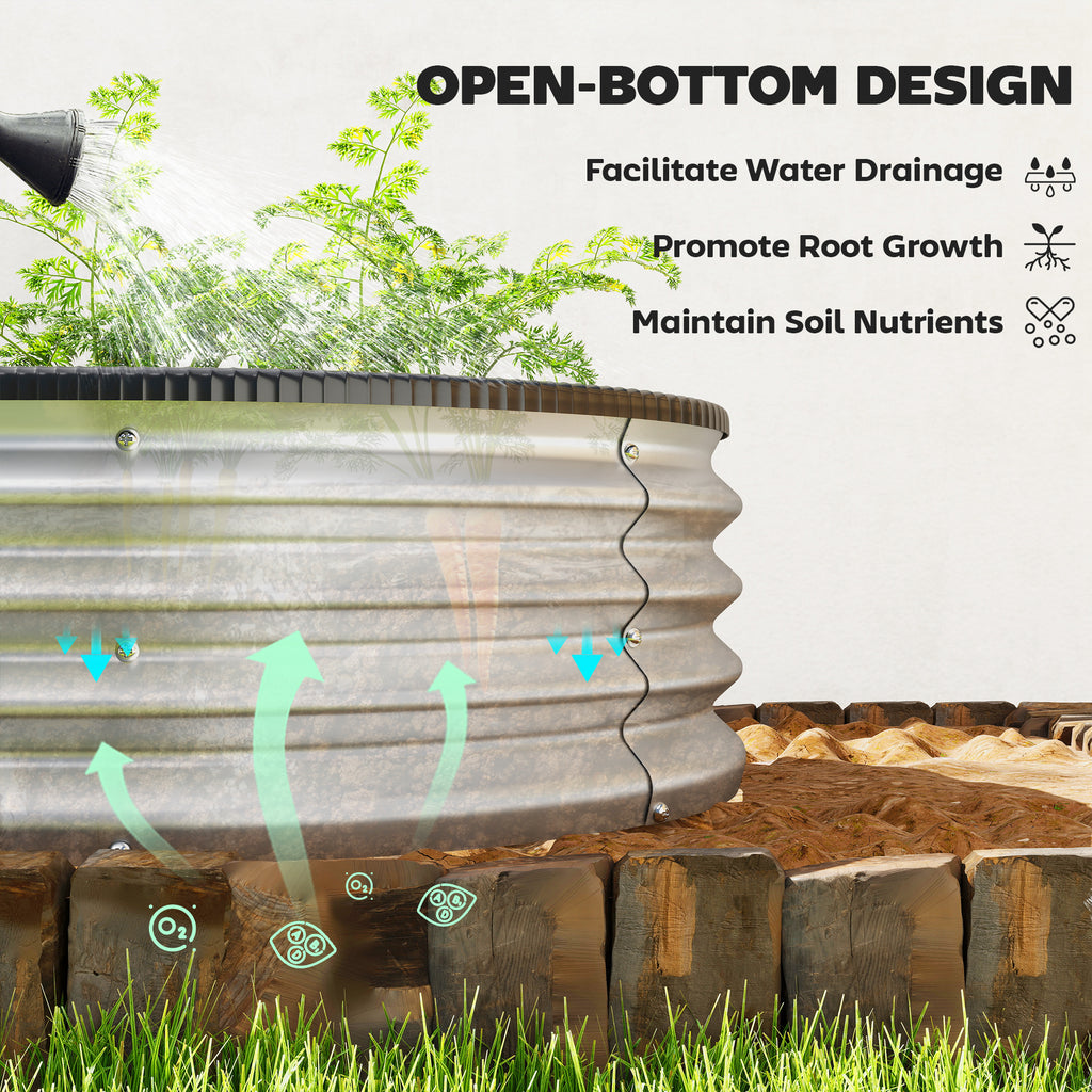 Galvanized Raised Garden Bed, 4 x 3 x 1 ft Modular Metal Garden Beds with Rubber Strip Edging, Silver