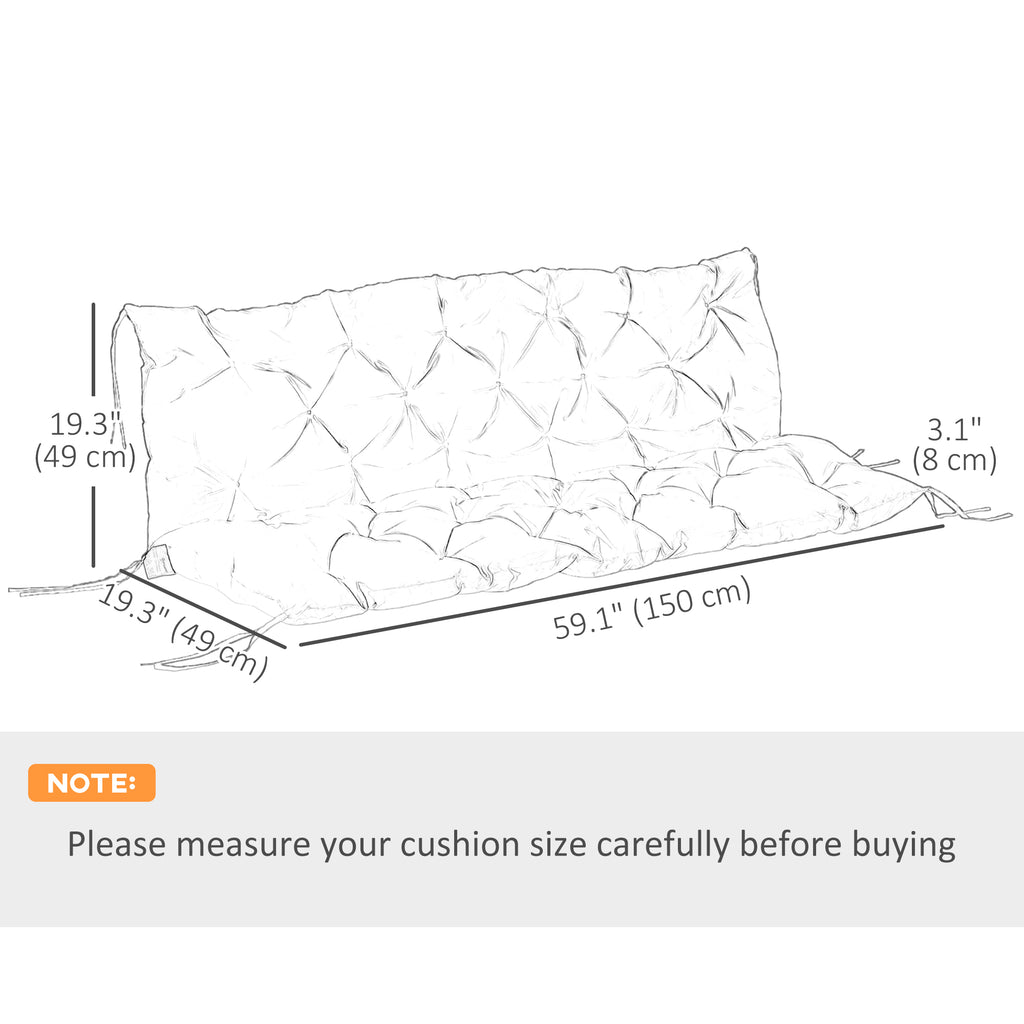 Porch Swing Cushion Garden Bench Cushion with Backrest, Non-Slip 3-Seater Soft Pad, 59.1" x 38.6", Black