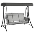 3 Person Outdoor Porch Swing Chair with Adjustable Canopy, Mixed Grey