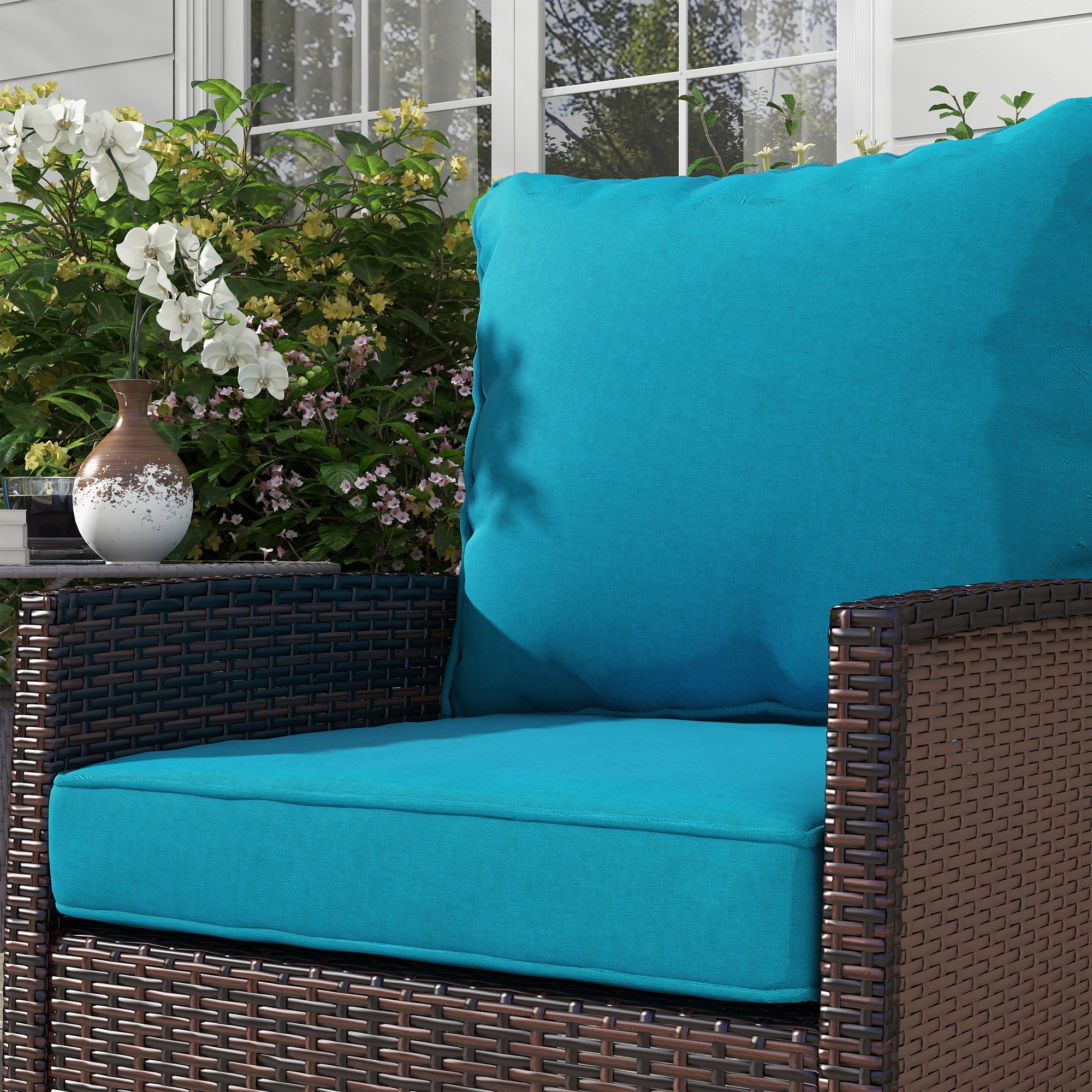 4-Piece Seat Cushion Pillows Replacement, Patio Chair Cushions Set with Back for Indoor Outdoor, Turquoise