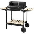 Charcoal Barbecue Grill with Adjustable Grill Height, Portable BBQ Trolley with Ash Catcher and Wheels, Black