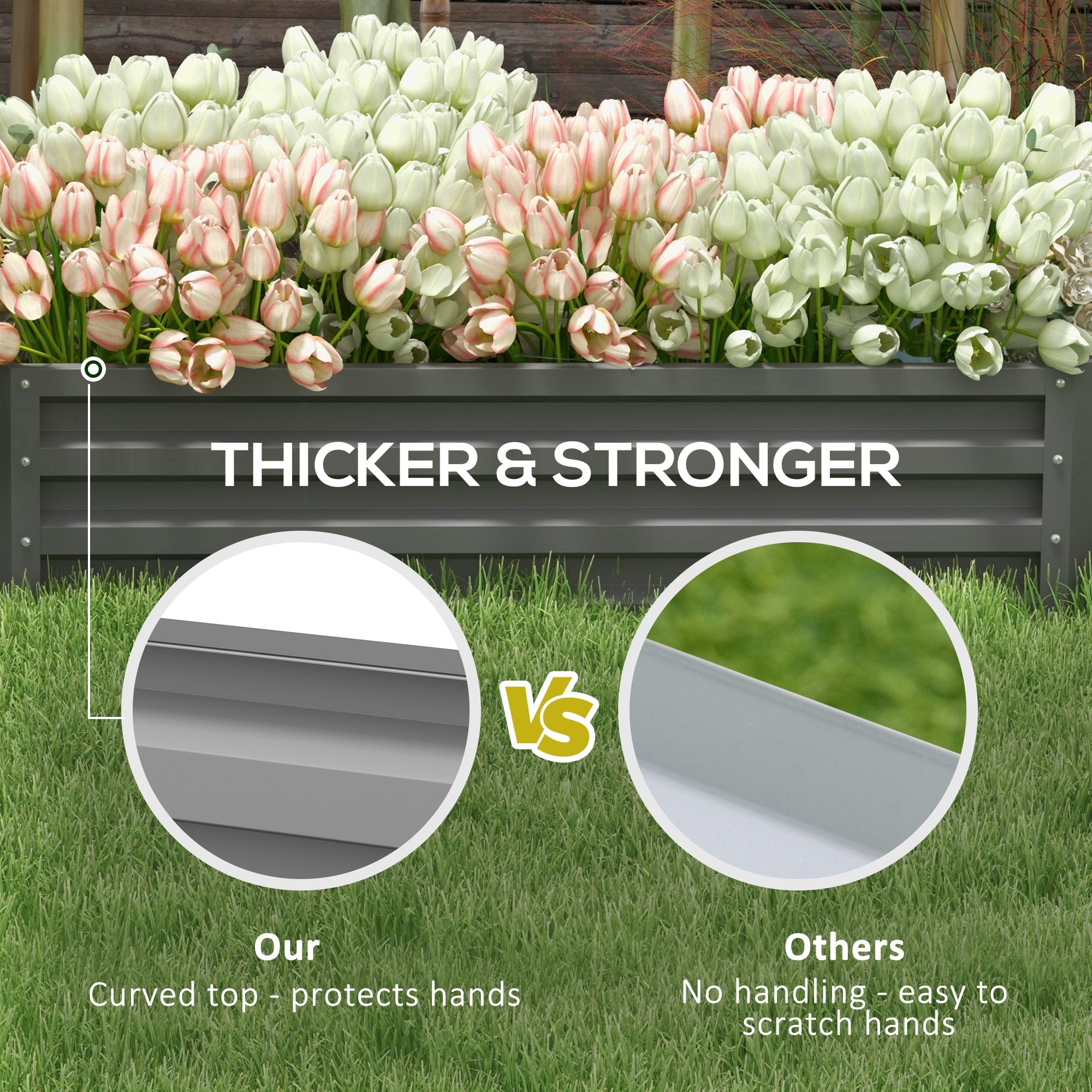 Galvanized Raised Garden Bed, Outdoor Planter Box for Vegetables, Flowers, Herbs, 4' x 2' x 1', Light Grey