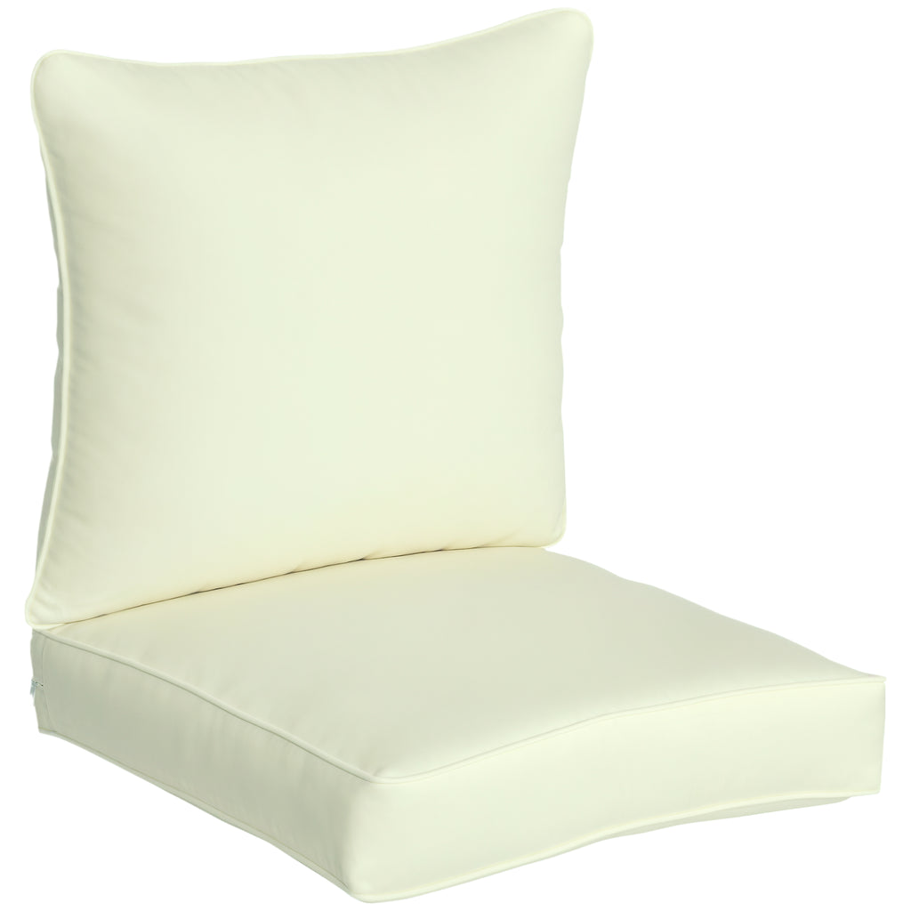 Patio Chair Cushions, Thick Deep Seat Outdoor Seat Cushion with Back Cushion, Cream White