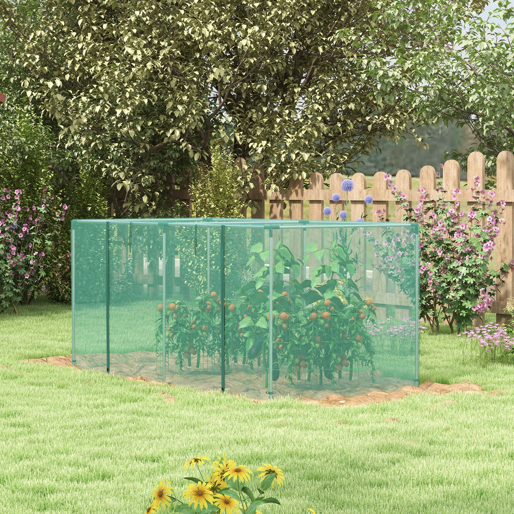 Galvanized Steel Crop Cage, Plant Protection Tent with Zippered Door, 8' x 4', Green