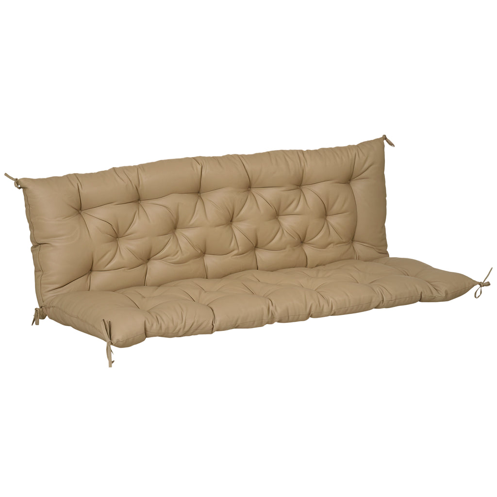 Porch Swing Cushion Garden Bench Cushion with Backrest, Non-Slip 3-Seater Soft Pad, 59.1" x 38.6", Khaki