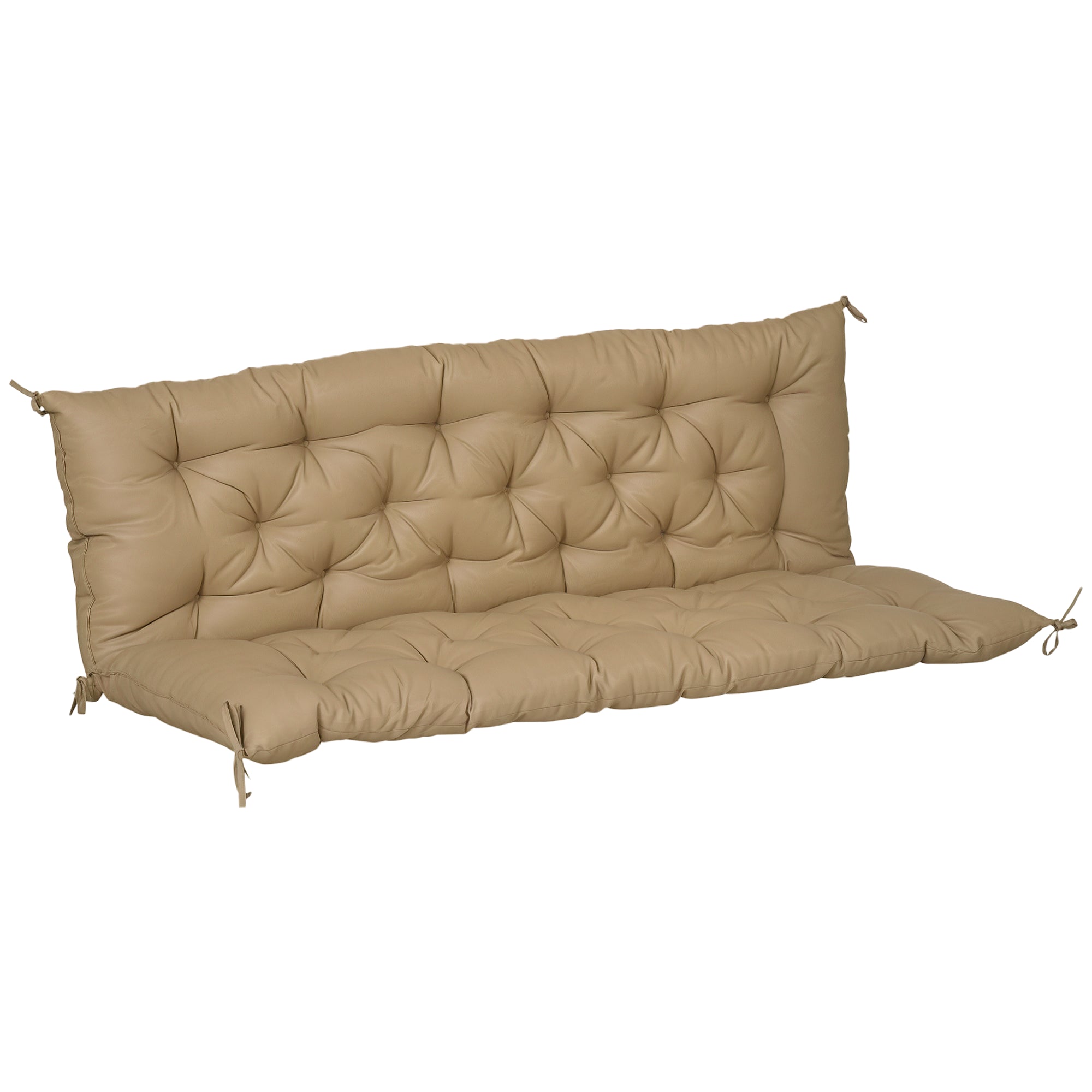 Porch Swing Cushion Garden Bench Cushion with Backrest, Non-Slip 3-Seater Soft Pad, 59.1" x 38.6", Khaki