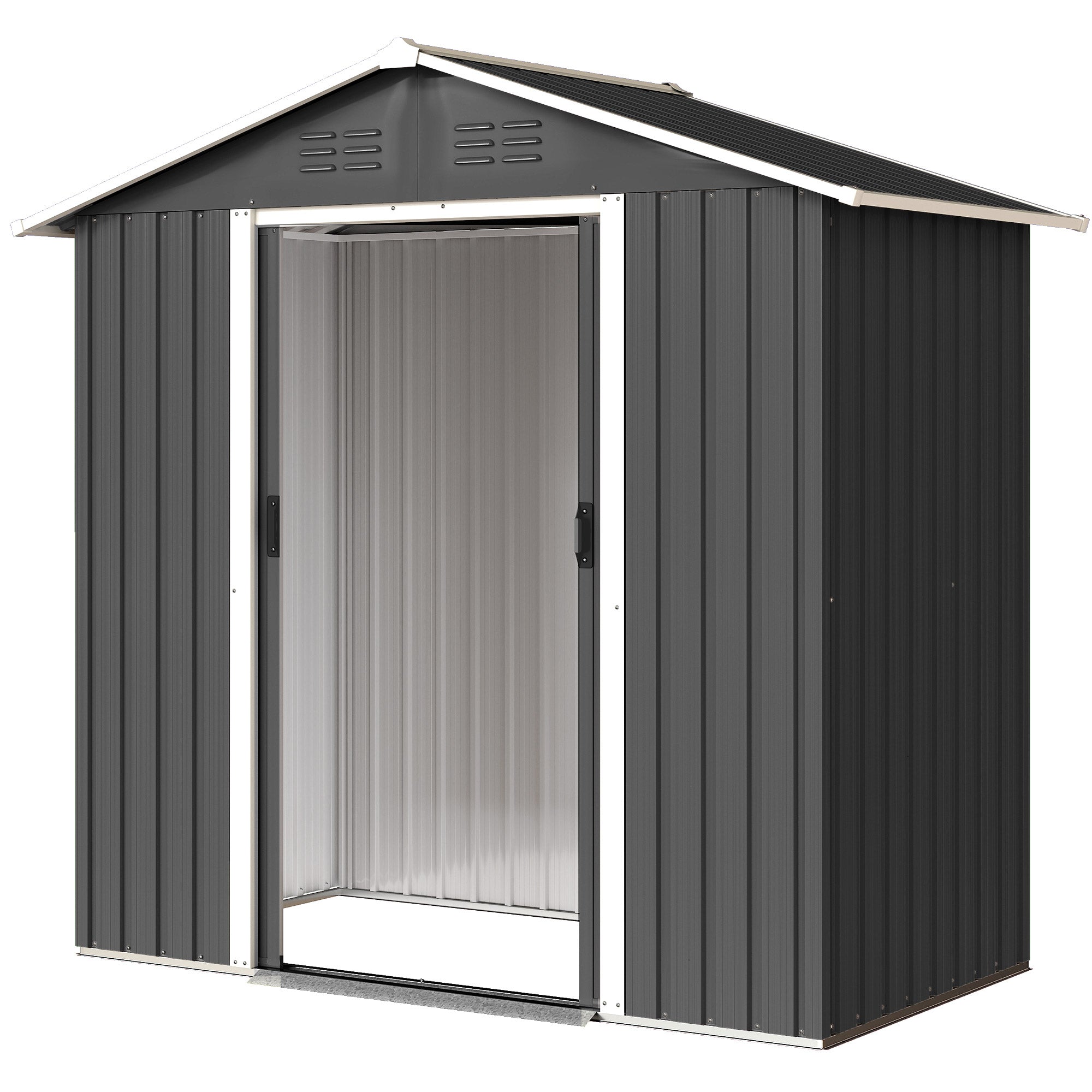 6.5x3.5ft Metal Garden Storage Shed for Outdoor Tool Storage with Double Sliding Doors and Vents, Dark Grey