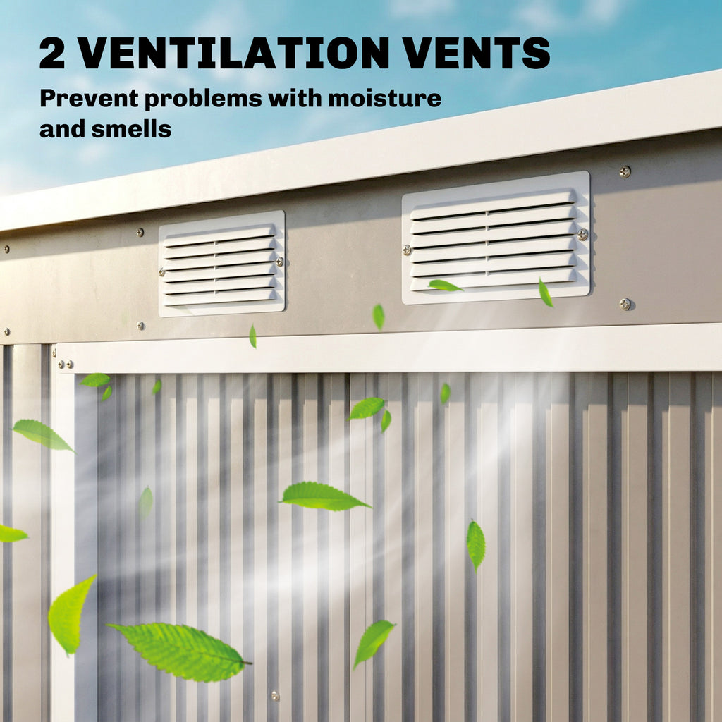7' x 4' Galvanised Steel Garden Shed, with Foundation Kit - Grey