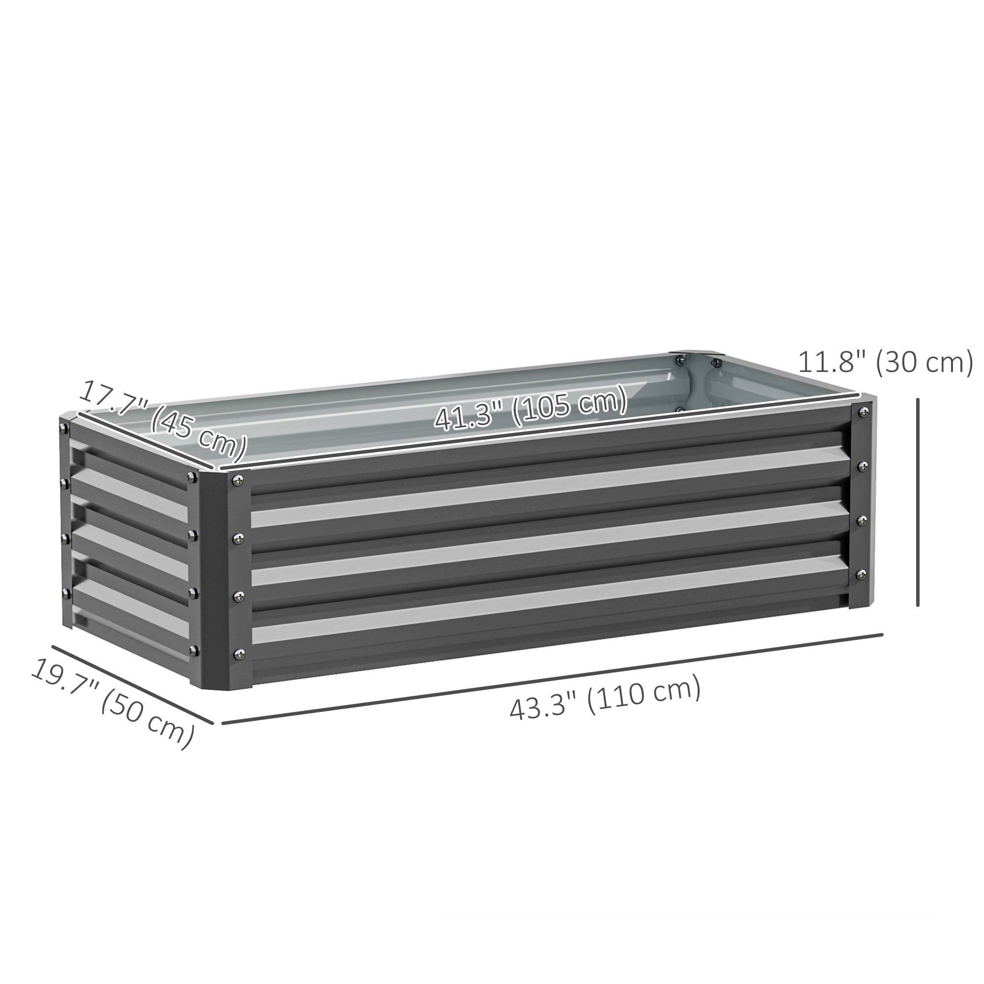 Galvanized Raised Garden Beds, Outdoor Planter Box, Set of 2, for Flowers, Herbs and Vegetables, Light Grey