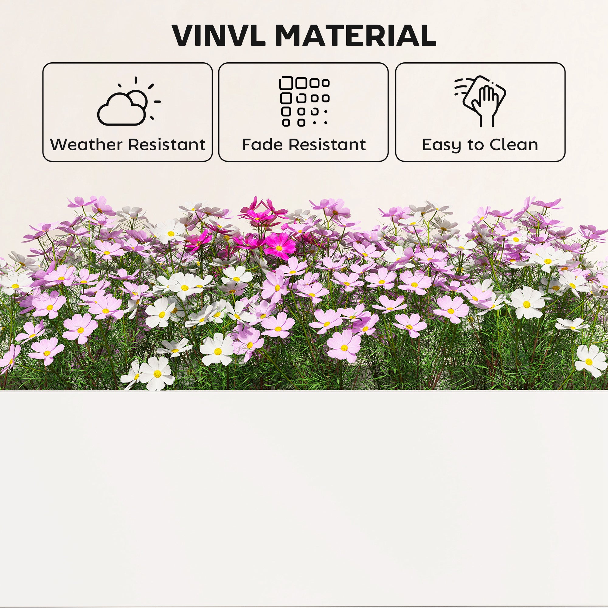 Vinyl Raised Garden Bed Kit, 2 x 2 x 1ft Modular Elevated Garden Box with Slotting Legs and Open Bottom, White
