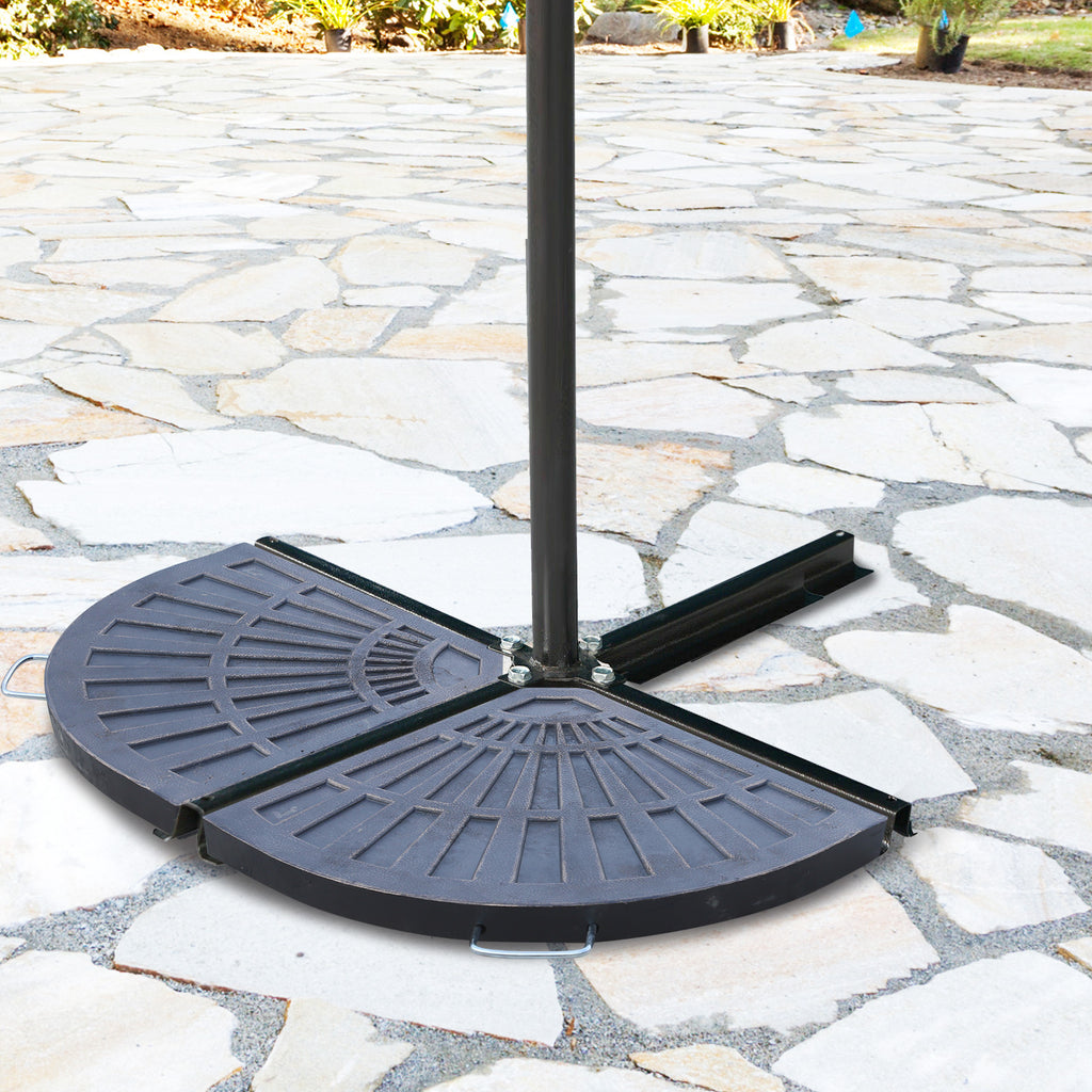2pc Portable Umbrella Base Weights 61.6lbs Resin Flabelliform Garden Parasol Base Outdoor Patio Umbrella Stand Holder Weights, Bronze