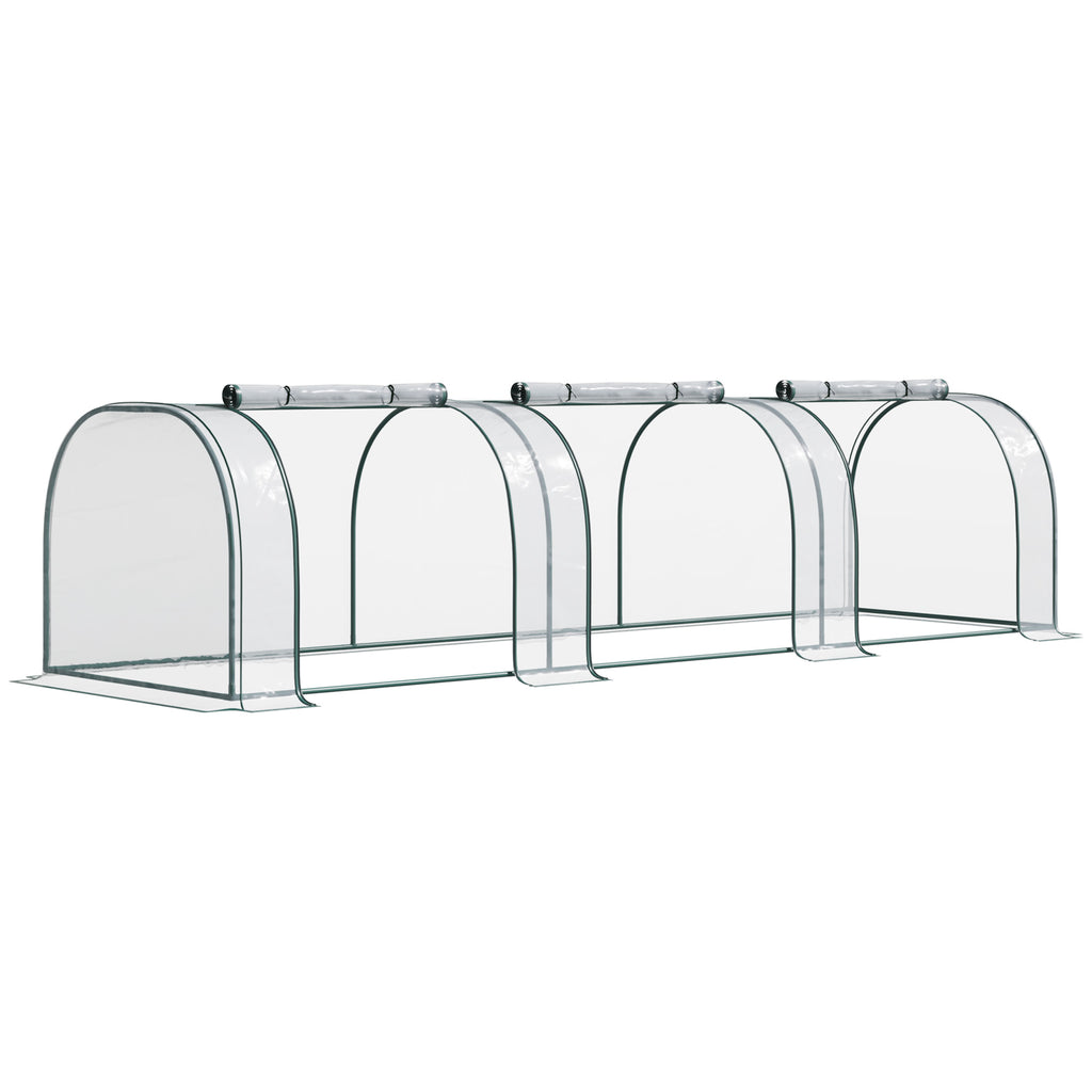 138"x39"x32" Transparent PVC Mini Tunnel Greenhouse Garden Green Grow Shed Portable Plant Flower Warm House Steel Frame Zipped Doors