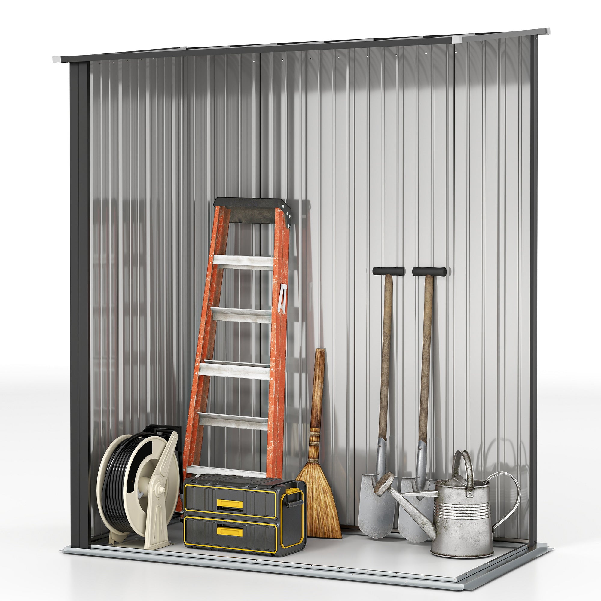 5' x 3' Outdoor Storage Shed, Steel Garden Shed with Single Lockable Door, Tool Storage Shed for Backyard, Black