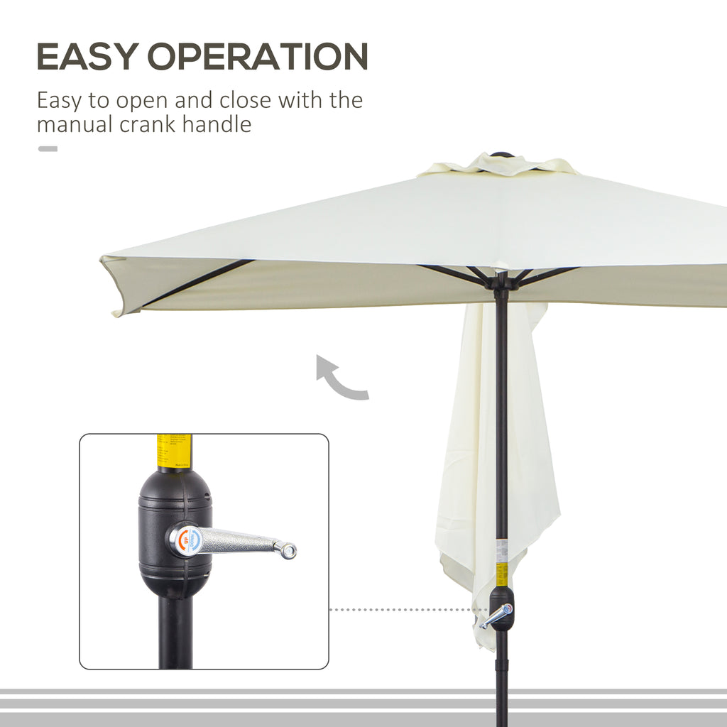 8ft Half Umbrella Outdoor Balcony Parasol Patio Garden Outdoor Window Sun Shade w/ 5 Ribs Beige
