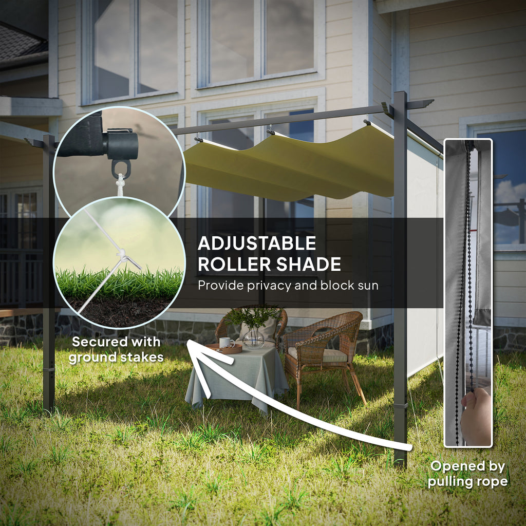 10' x 12' Retractable Pergola Canopy with Roller Shade, Free Standing Patio Gazebo, UPF30+